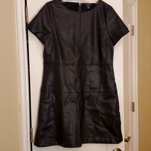 Ann Taylor Faux  Black Leather Dress sz Med Petite
